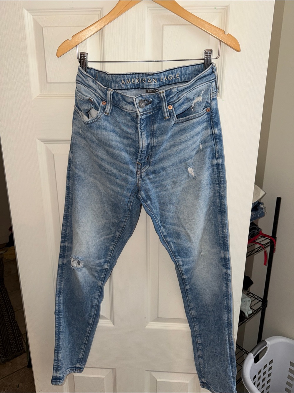 American Eagle Outfitters Light Blue Slim Distressed Jeans